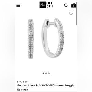 EFFY ENY Sterling Silver Diamond Huggie Earrings